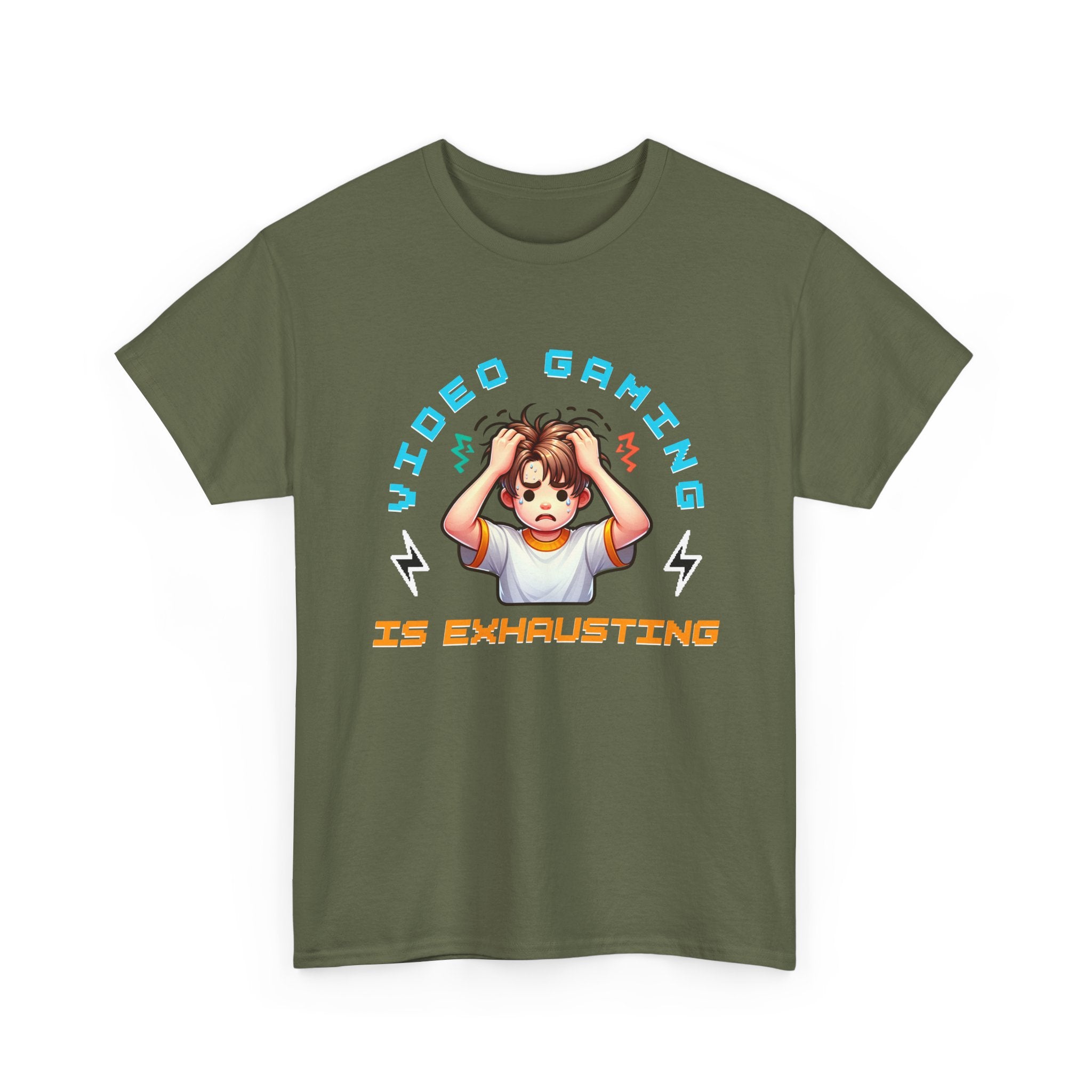 Gaming T‑Shirt — "Video Gaming Is Exhausting" Cute Anime Gamer Tee