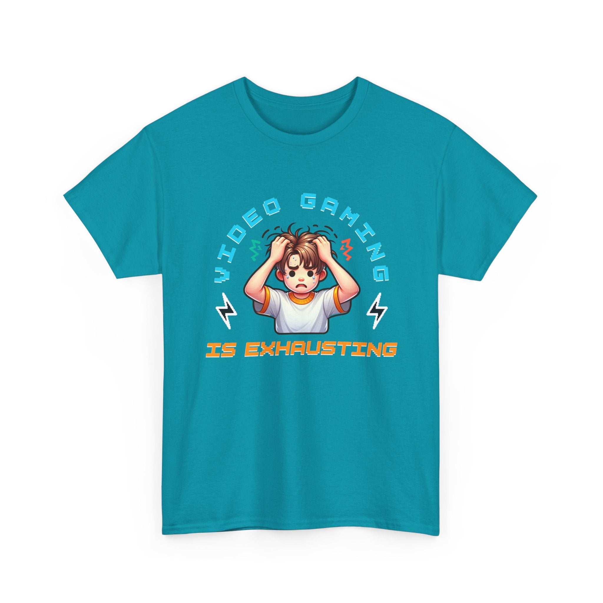 Gaming T‑Shirt — "Video Gaming Is Exhausting" Cute Anime Gamer Tee