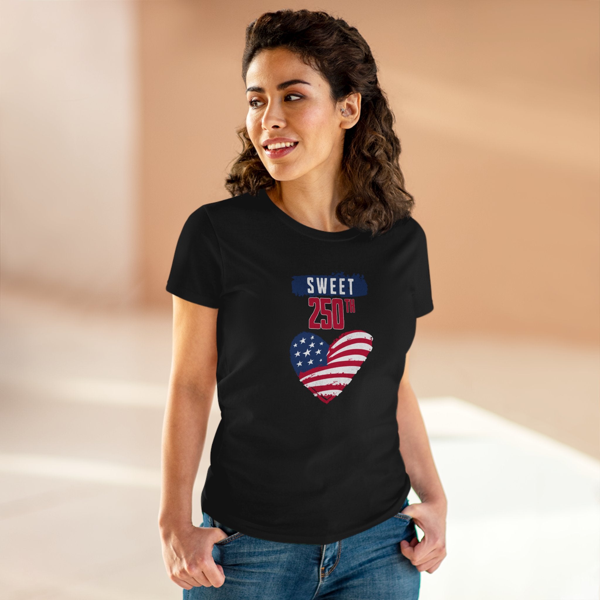 Sweet 250th American Flag Heart T‑Shirt
