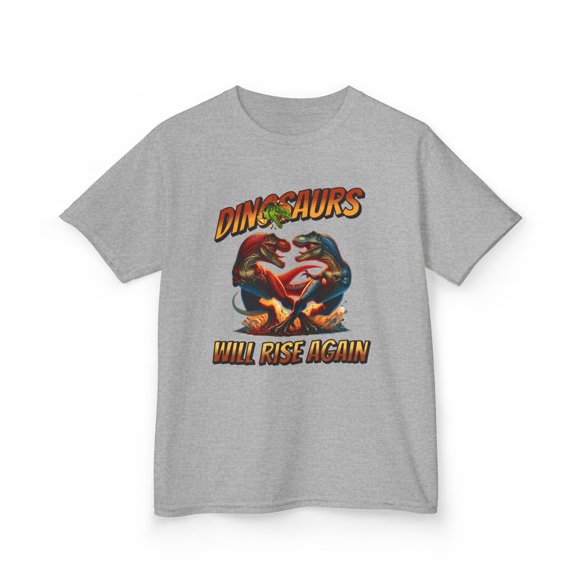 Kids Tee — "Dinosaurs Will Rise Again" Retro T-Rex Graphic