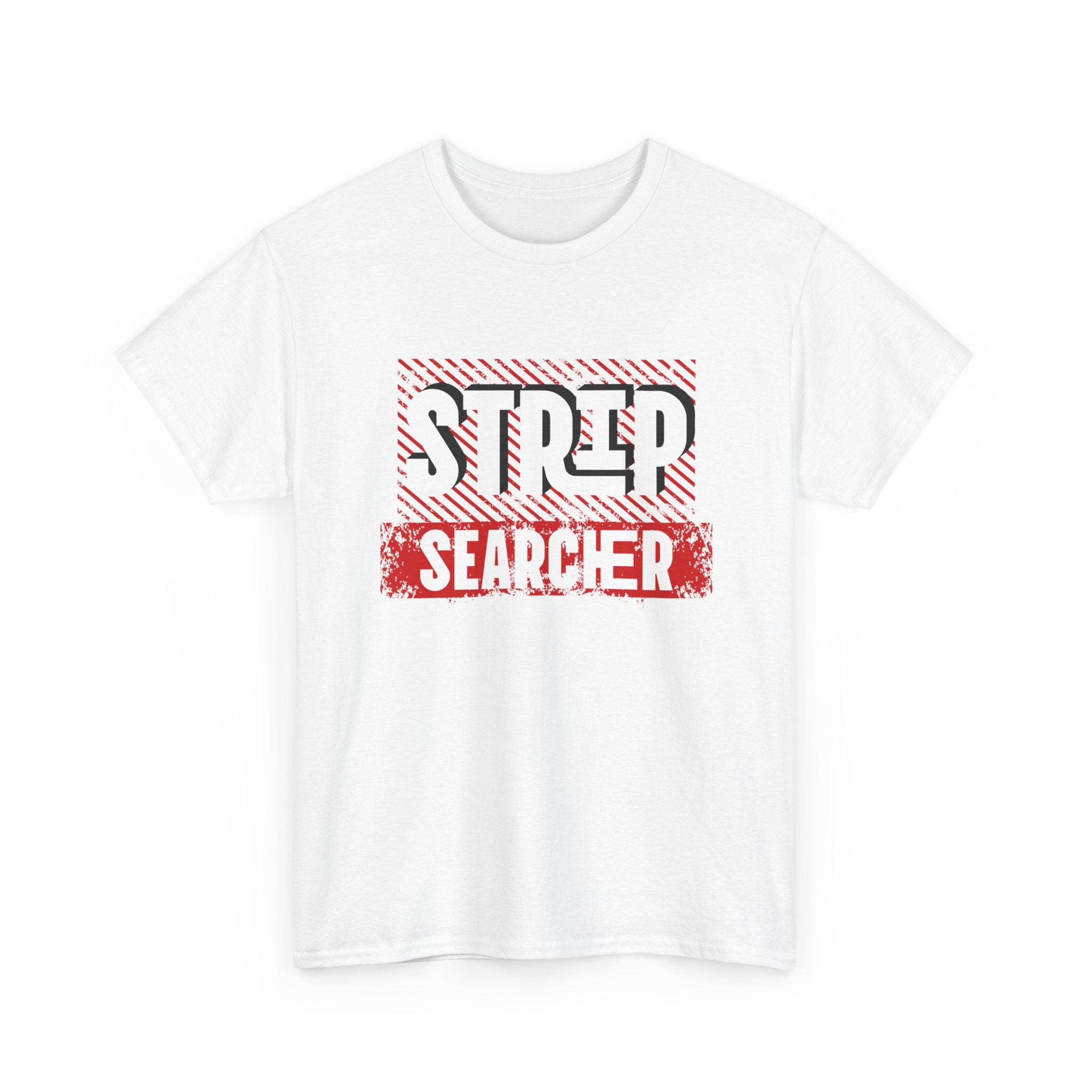 Step Searcher Graphic Tee — Vintage Red Stamped Design
