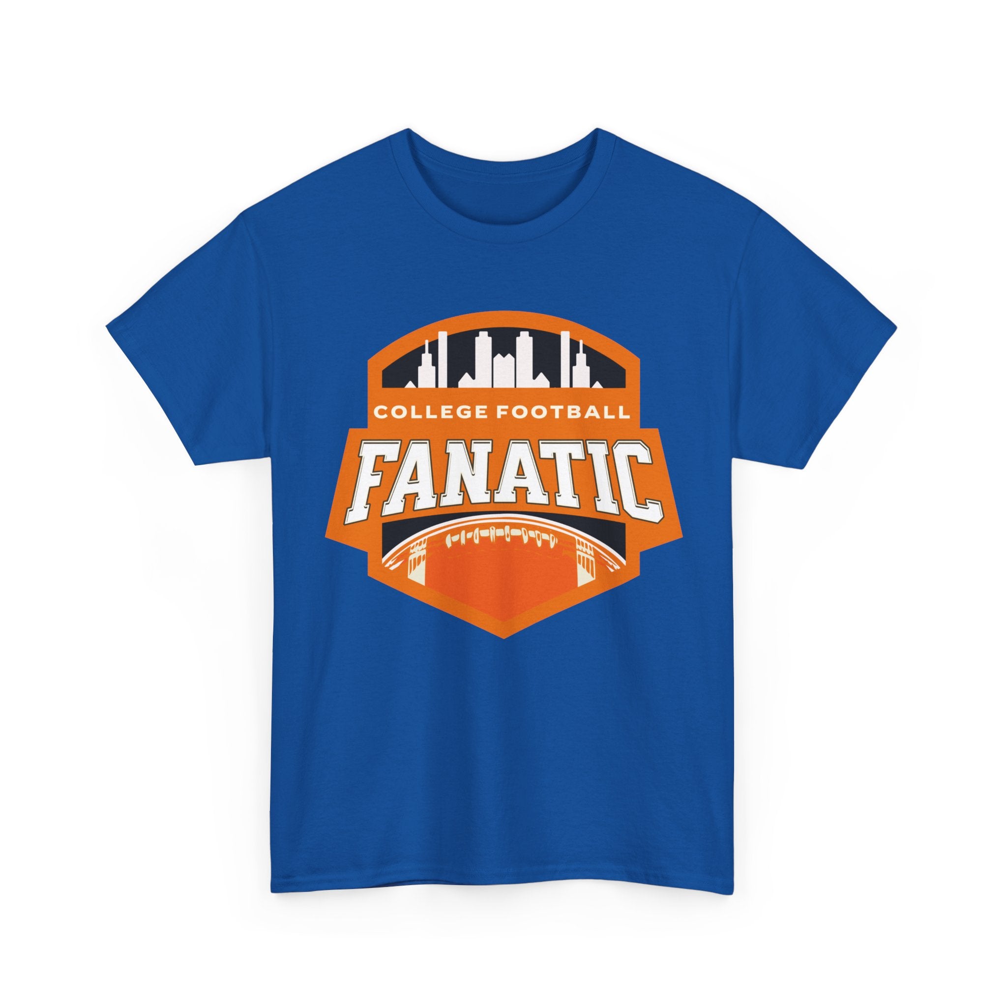 College Football Fanatic T-Shirt — Retro Orange Football Badge Tee