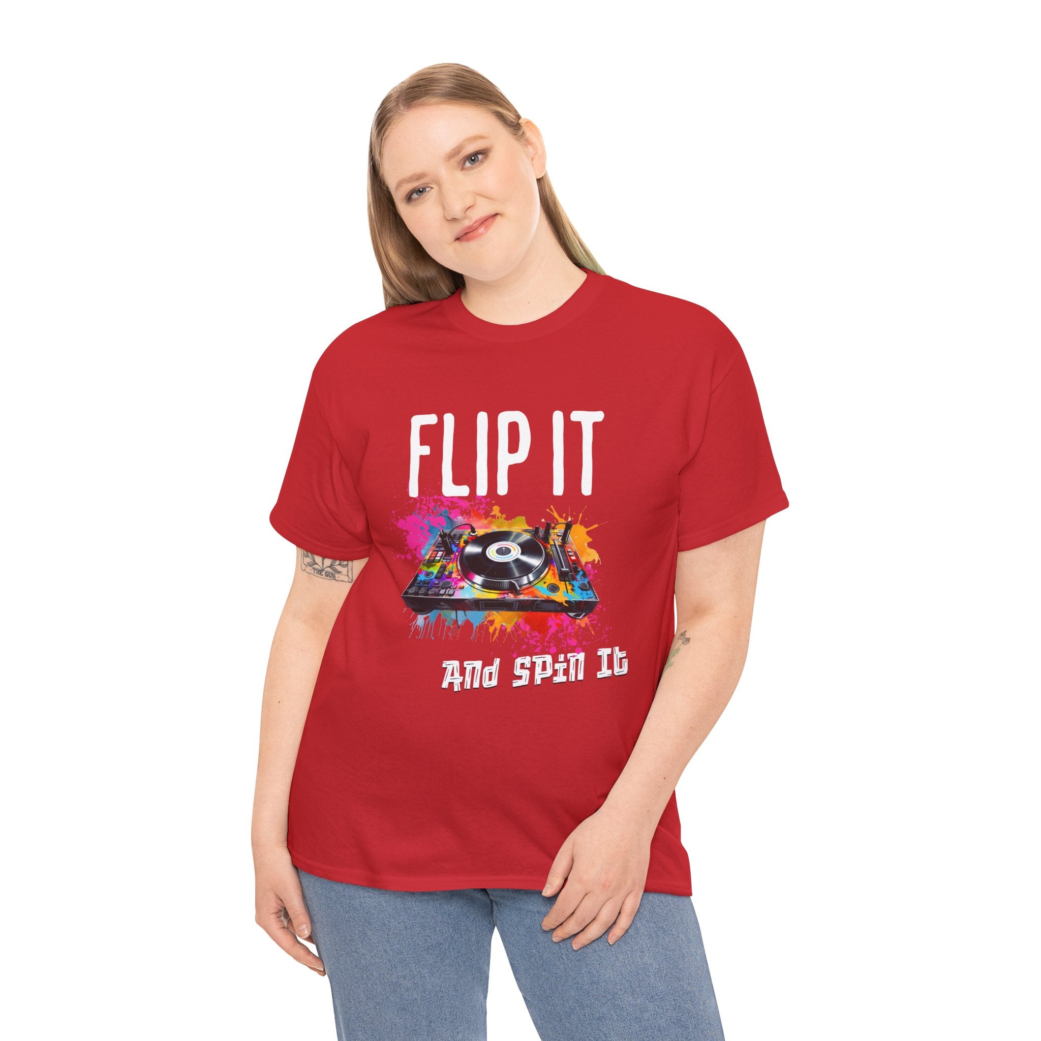 Flip & Spin the Record Unisex Heavy Cotton Tee