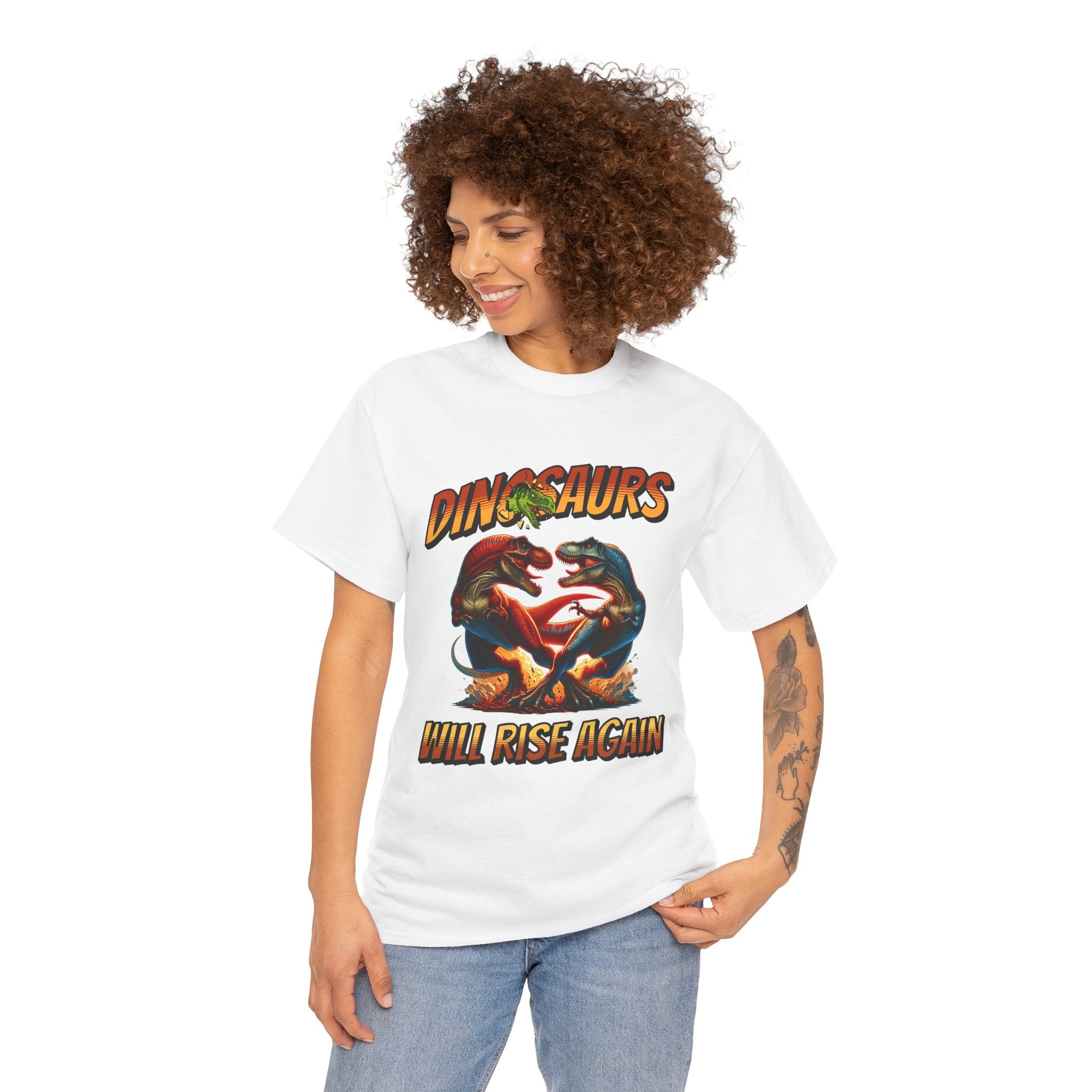 Dinosaur Graphic Tee – "Dinosaurs Will Rise Again" Retro Jurassic T‑Shirt