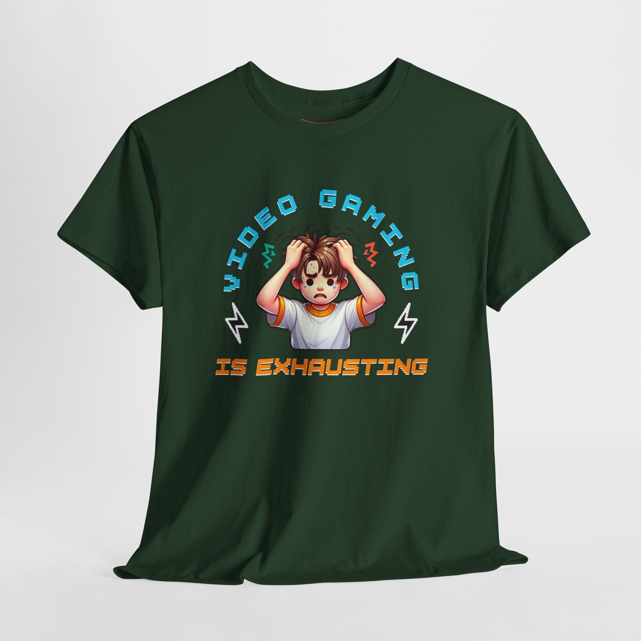 Gaming T‑Shirt — "Video Gaming Is Exhausting" Cute Anime Gamer Tee