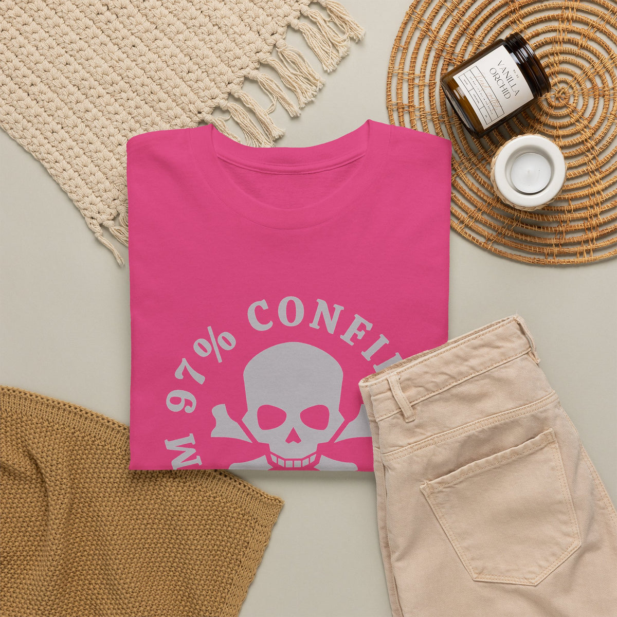 99% Confidence & 3% Bad Decisions Skull T-Shirt