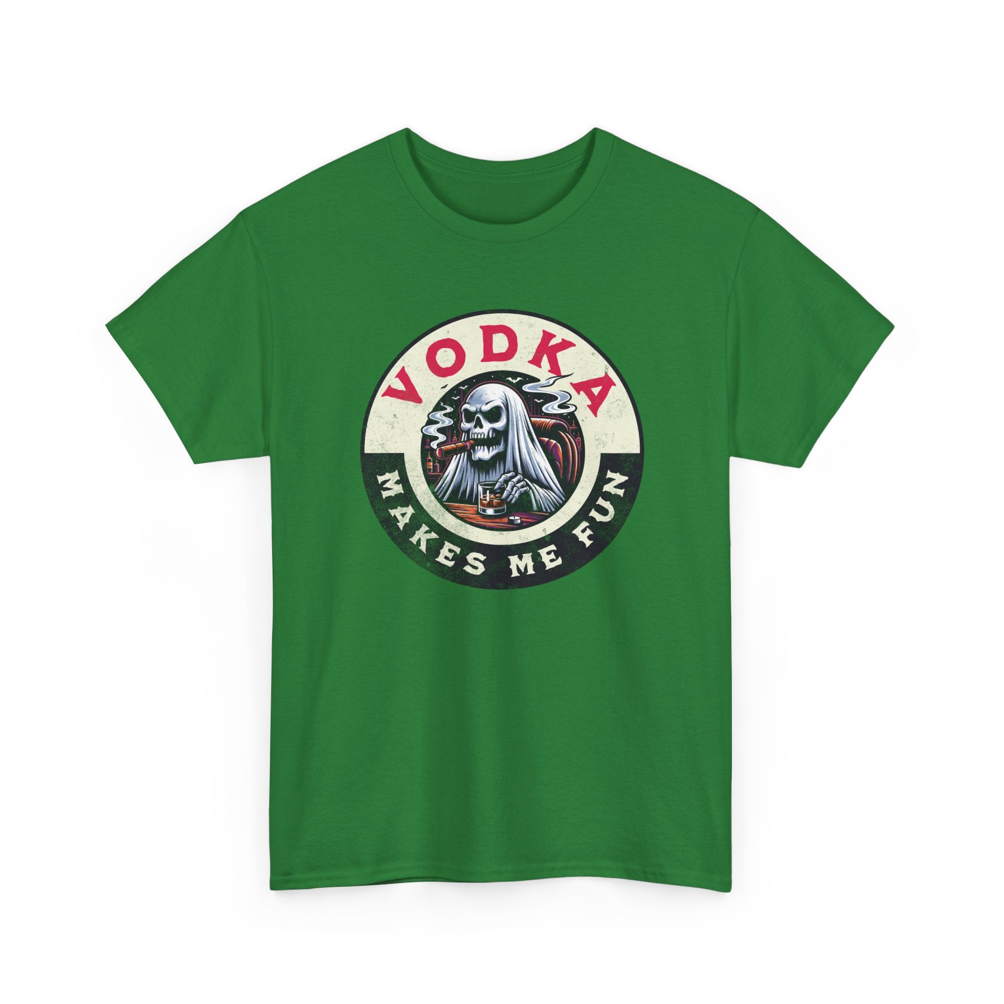 Vodka Makes Me Fun T-Shirt - Retro Skull Drinking Graphic Tee