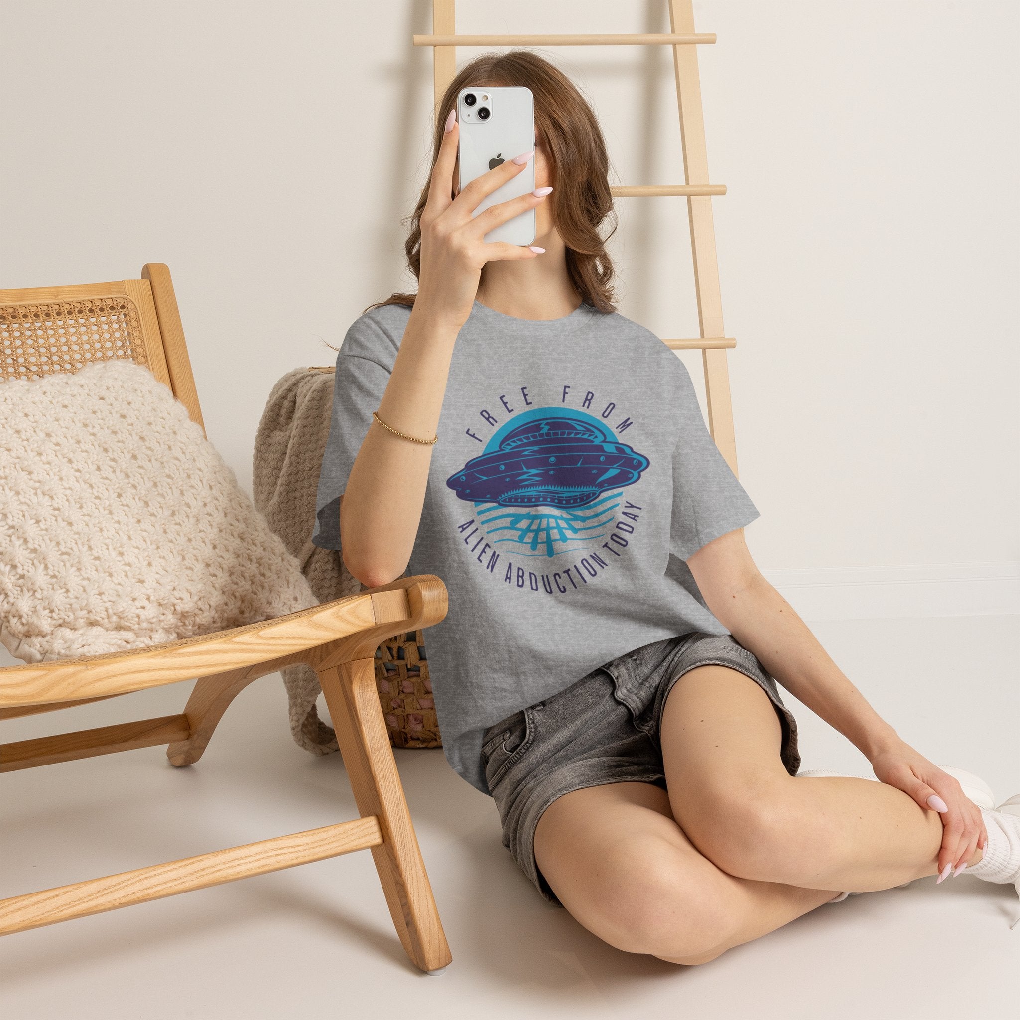Alien Abduction Tee — "Free From Alien Abduction Today" UFO Graphic Shirt