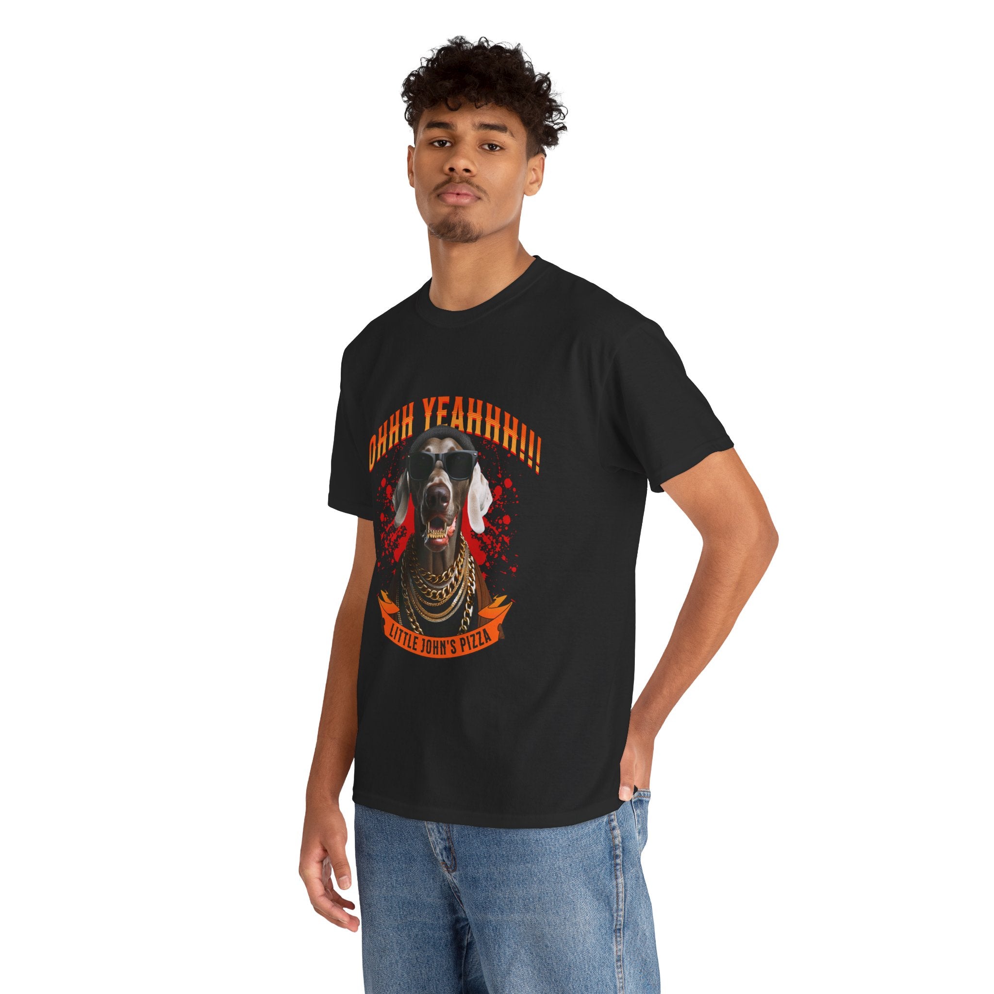 Little Johns Pizza Lover Unisex Tee, Ohhh Yeahhh Graphic Tee, Funny Dog T-Shirt, Food Lover Gift, Unisex Cotton Shirt
