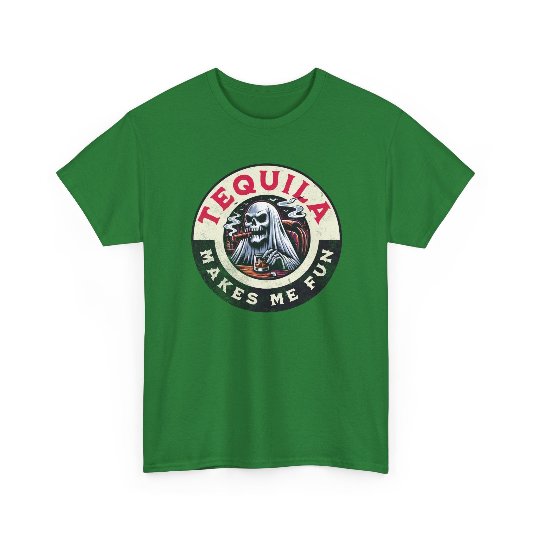 Tequila Makes Me Fun T-Shirt – Funny Party Graphic Tee with Skull & Bottle Design