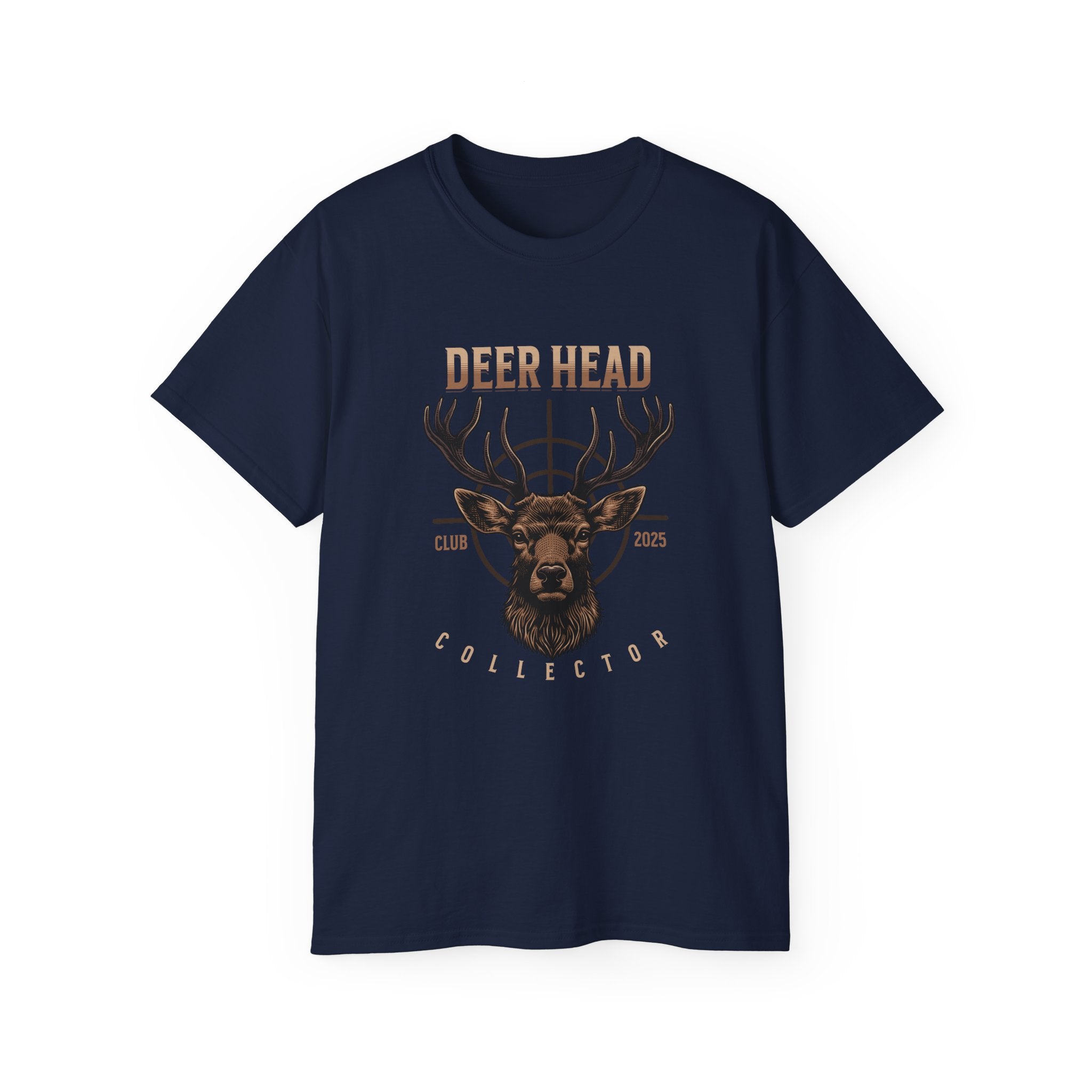 Deer Head Collector Cotton Hunting Tee - Navy Blue