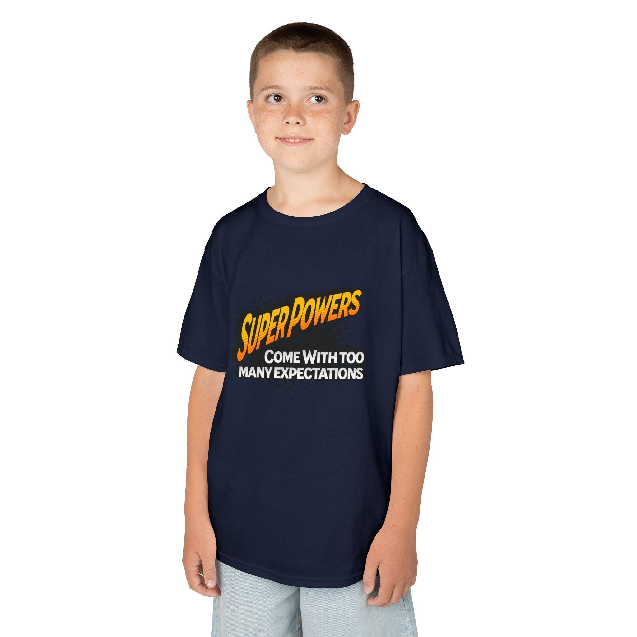 Kids T-Shirt - "Superpowers Come With Too Many Expectations" Comic Graphic Tee