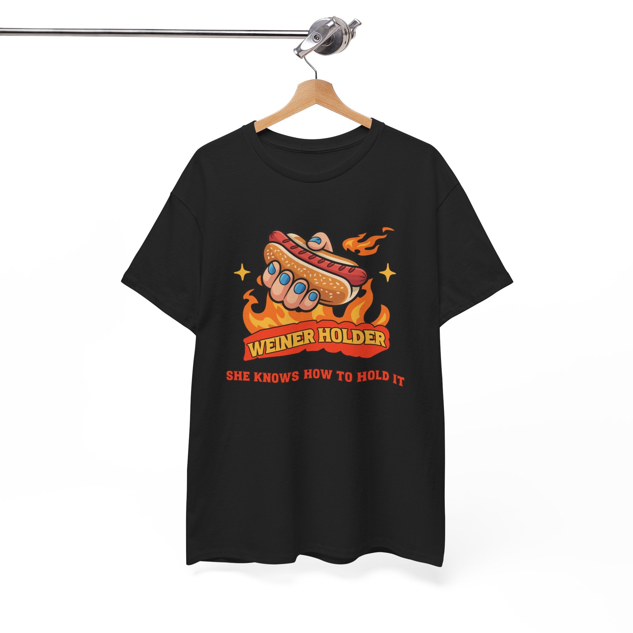 Funny Hot Dog T-Shirt — Weiner Holder Adult-Themed Tee