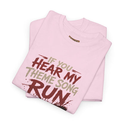 Horror Movie Tee — "If You Hear My Theme Song Run" Freddy Graphic T-Shirt