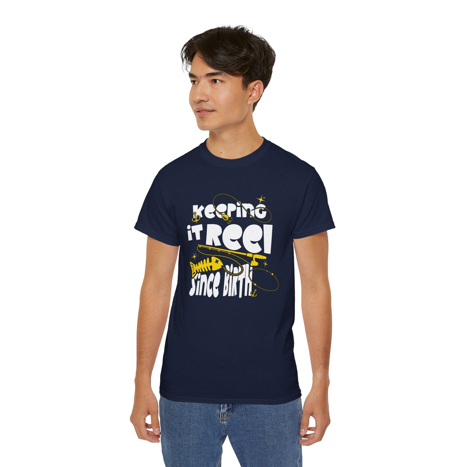 Keeping It Reel Since Birth Tee Cotton Fishing T-Shirt