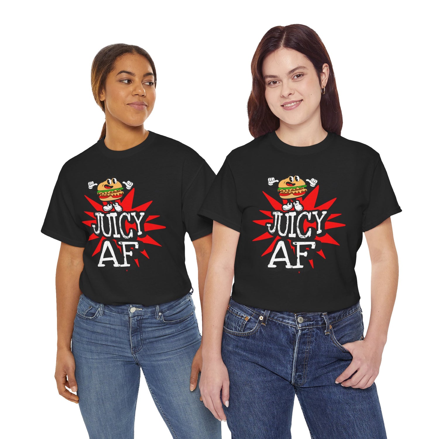 Juicy AF T-Shirt — Retro Cartoon Burger Graphic Tee