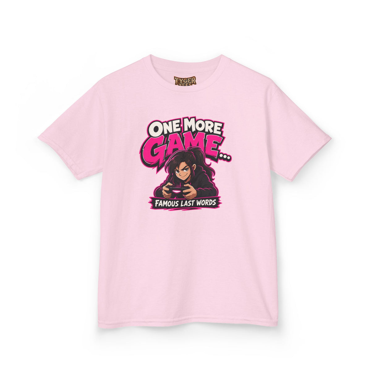 Kids Tee — "One More Game... Famous Last Words" Gaming Graphic Shirt