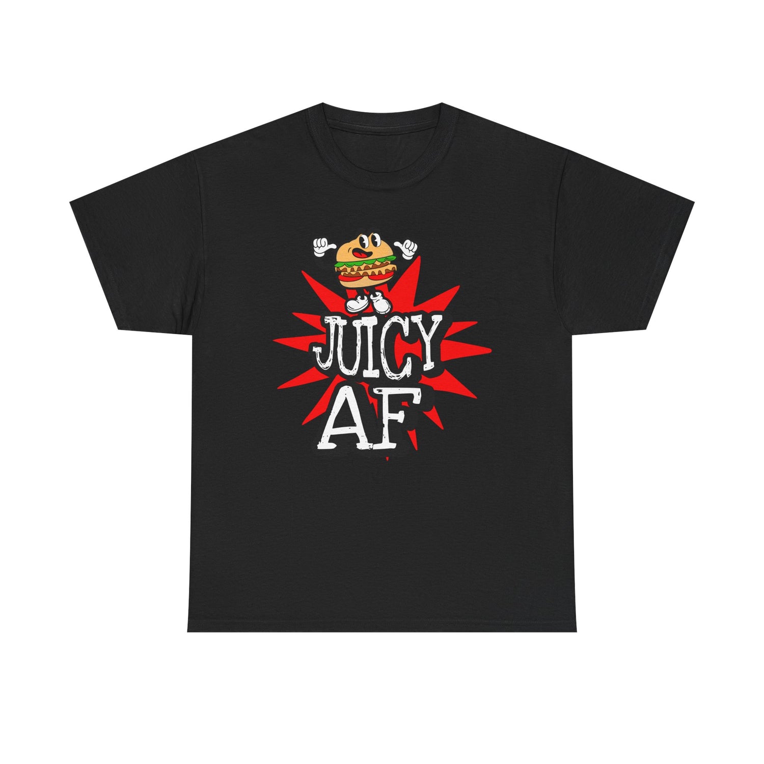 Juicy AF T-Shirt — Retro Cartoon Burger Graphic Tee