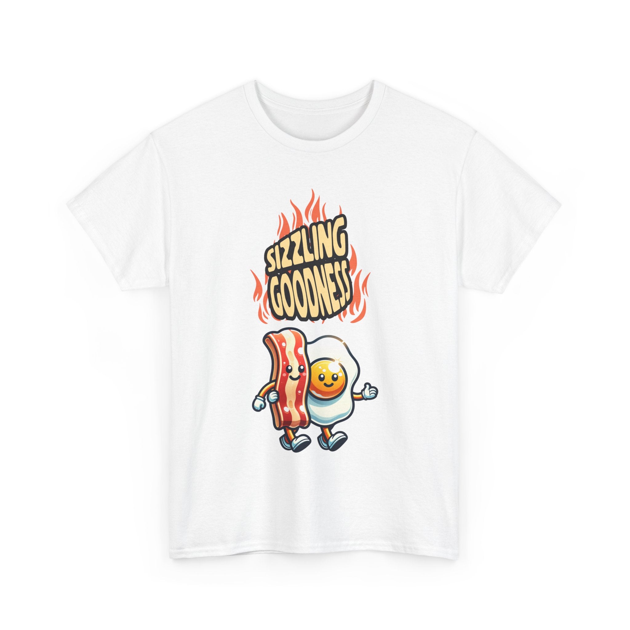 Sizzling Goodness Breakfast T-Shirt — Bacon &amp; Egg Cartoon Tee