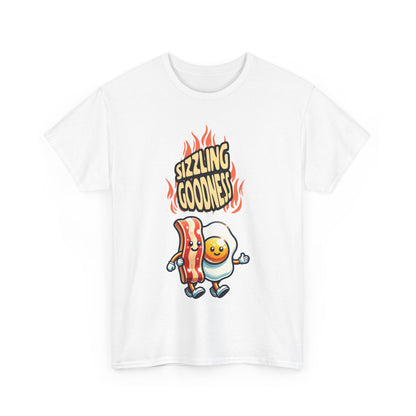 Sizzling Goodness Breakfast T-Shirt — Bacon &amp; Egg Cartoon Tee