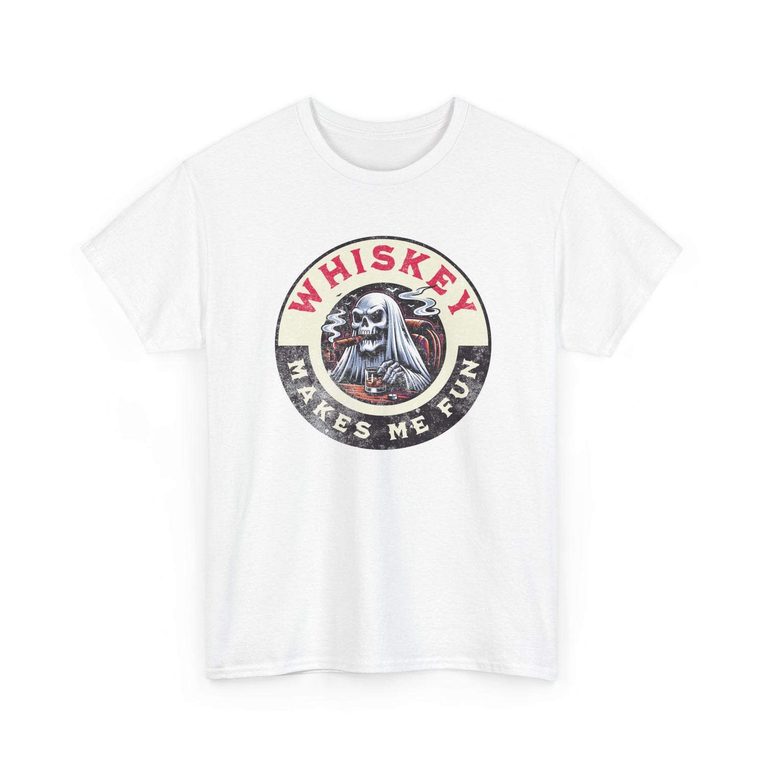 Whiskey Makes Me Fun T-Shirt — Vintage Skull Whiskey Graphic Tee