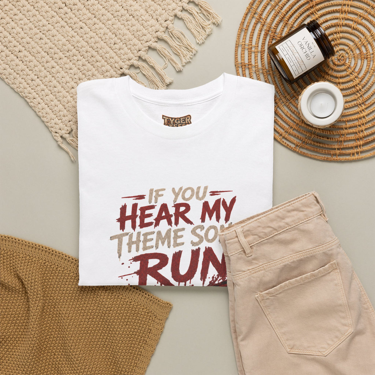 Horror Movie Tee — "If You Hear My Theme Song Run" Freddy Graphic T-Shirt