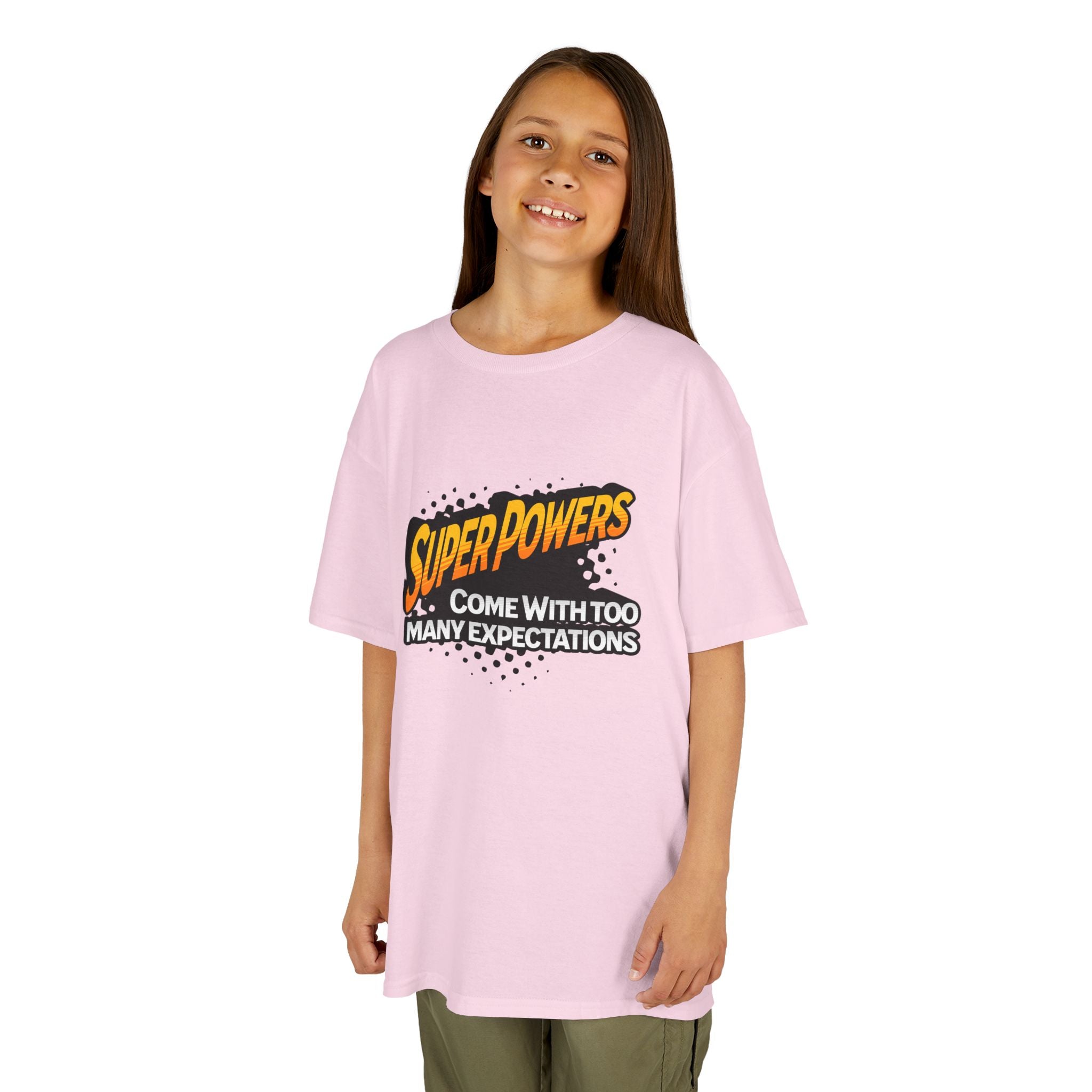 Kids T-Shirt - "Superpowers Come With Too Many Expectations" Comic Graphic Tee