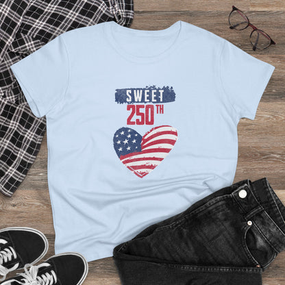 Sweet 250th American Flag Heart T‑Shirt