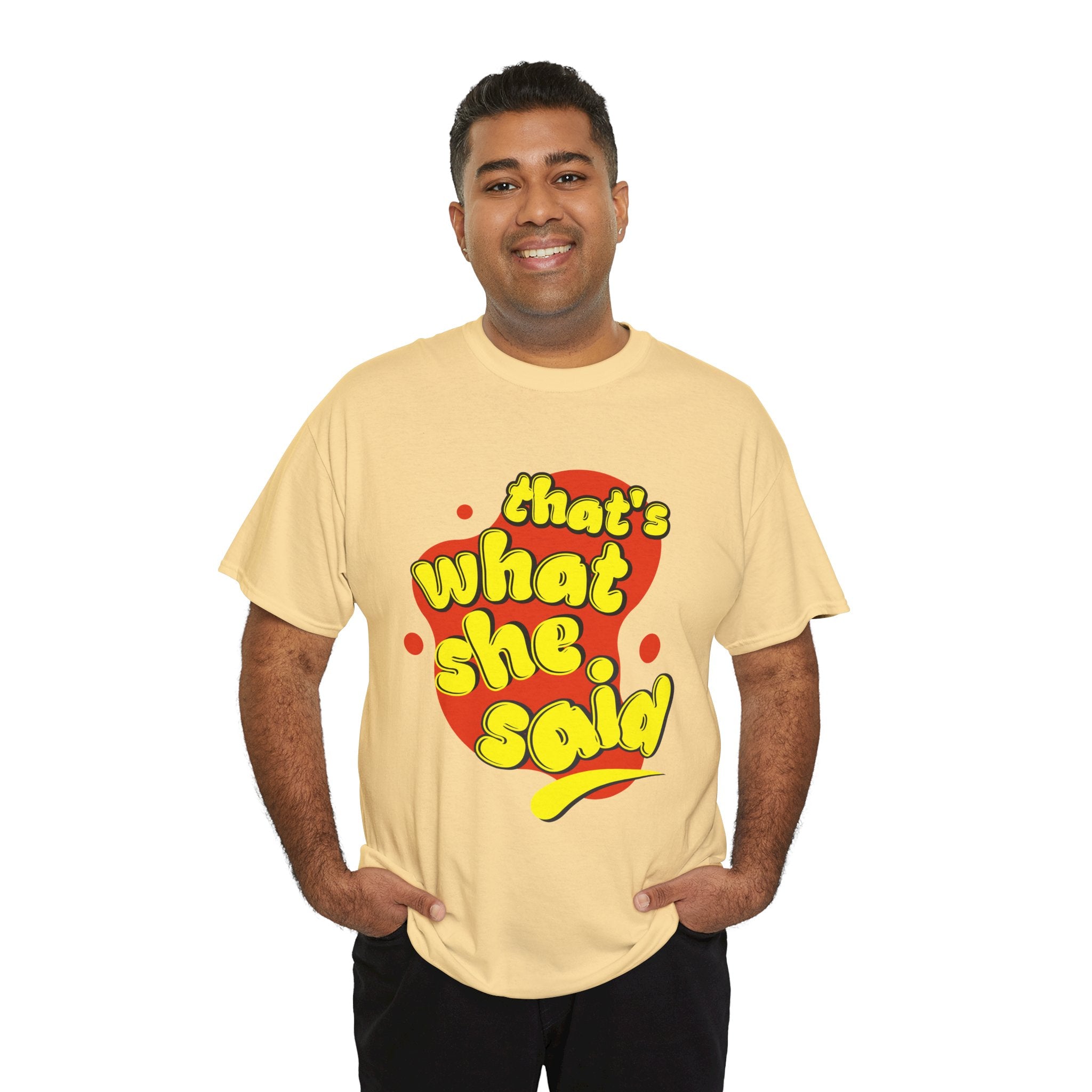 That’s What She Said T-Shirt — Retro Yellow &amp; Red Graphic Tee