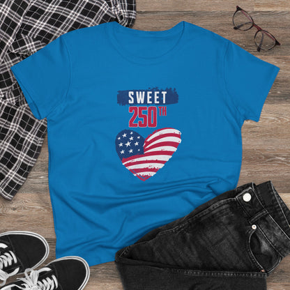 Sweet 250th American Flag Heart T‑Shirt