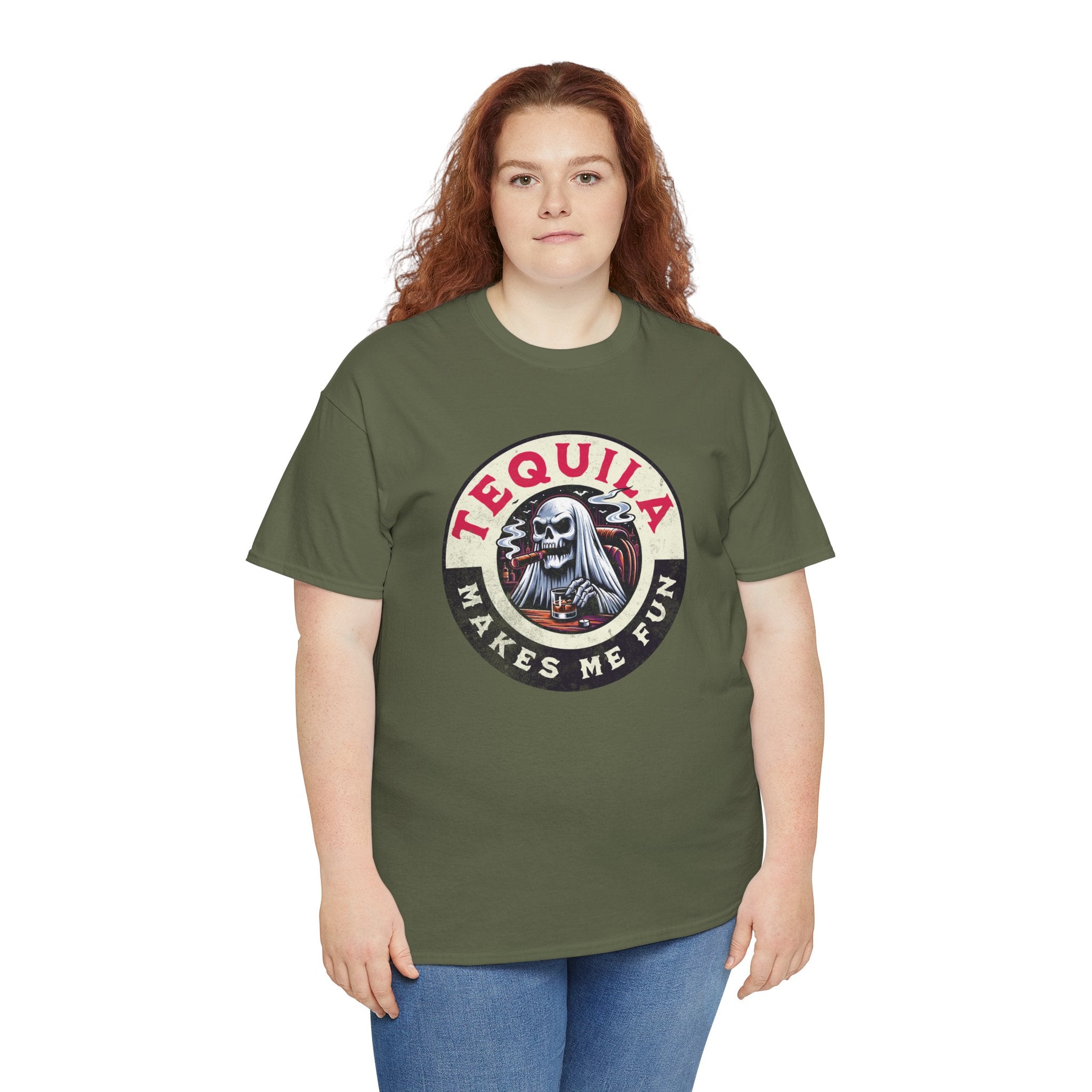 Tequila Makes Me Fun T-Shirt – Funny Party Graphic Tee with Skull &amp; Bottle Design