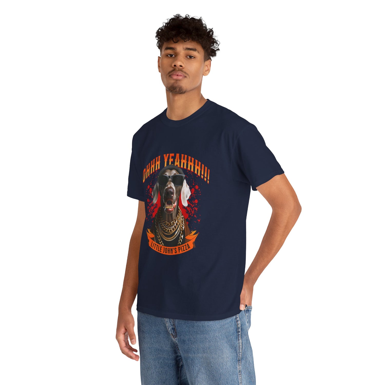 Little Johns Pizza Lover Unisex Tee, Ohhh Yeahhh Graphic Tee, Funny Dog T-Shirt, Food Lover Gift, Unisex Cotton Shirt
