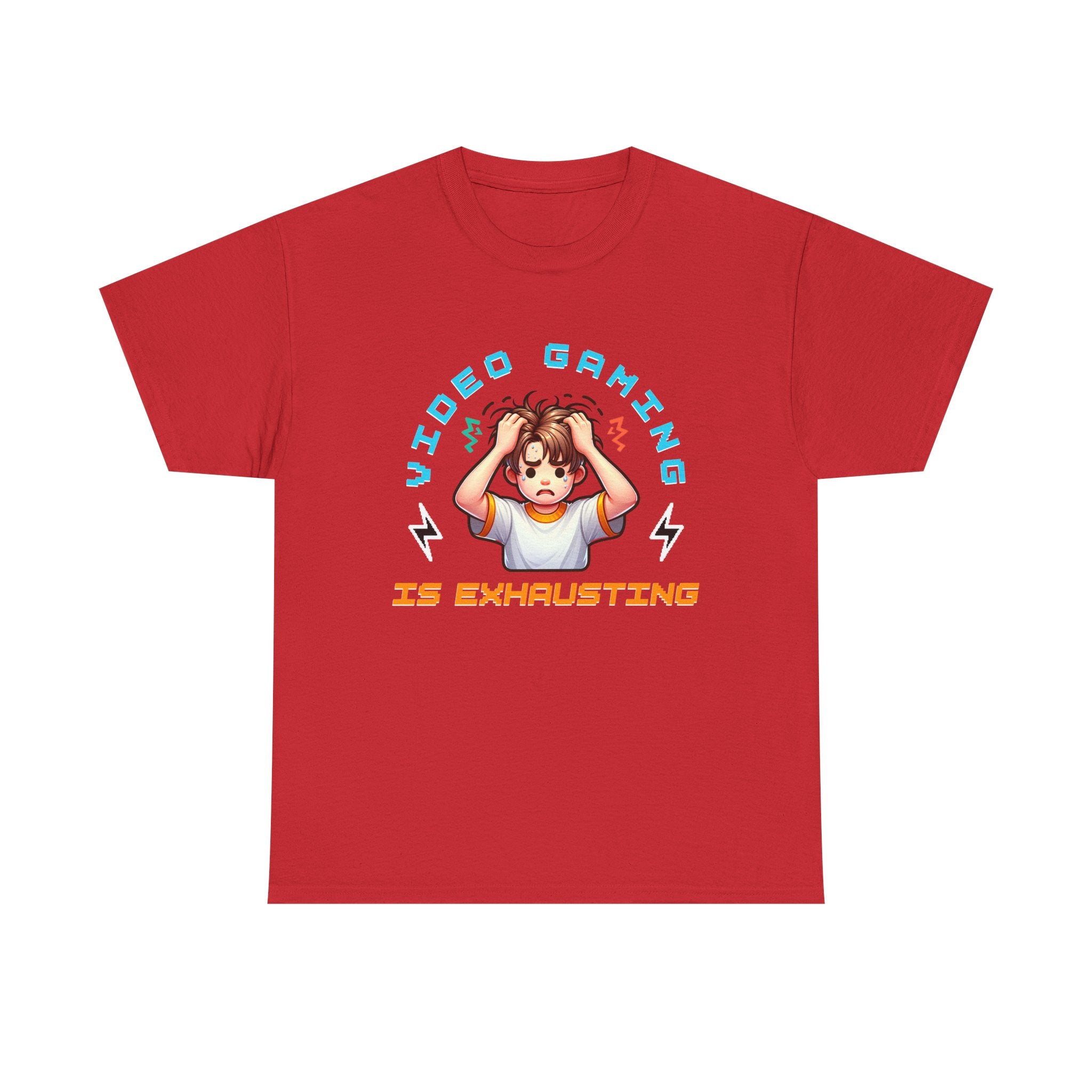 Gaming T‑Shirt — "Video Gaming Is Exhausting" Cute Anime Gamer Tee