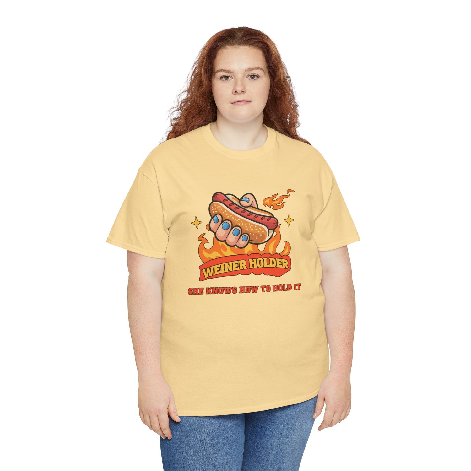 Funny Hot Dog T-Shirt — Weiner Holder Adult-Themed Tee