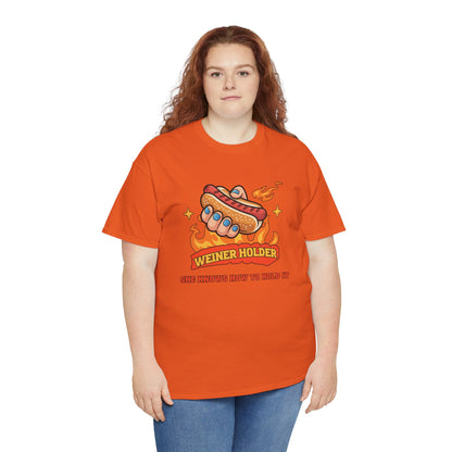 Funny Hot Dog T-Shirt — Weiner Holder Adult-Themed Tee