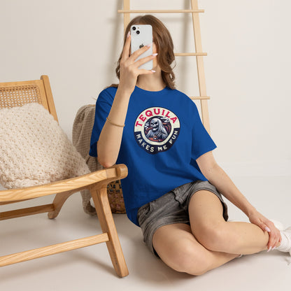 Tequila Makes Me Fun T-Shirt – Funny Party Graphic Tee with Skull &amp; Bottle Design