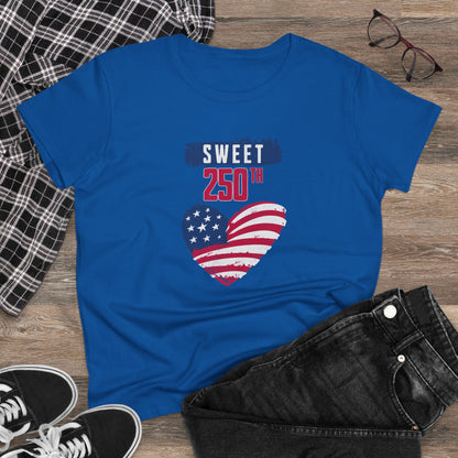 Sweet 250th American Flag Heart T‑Shirt