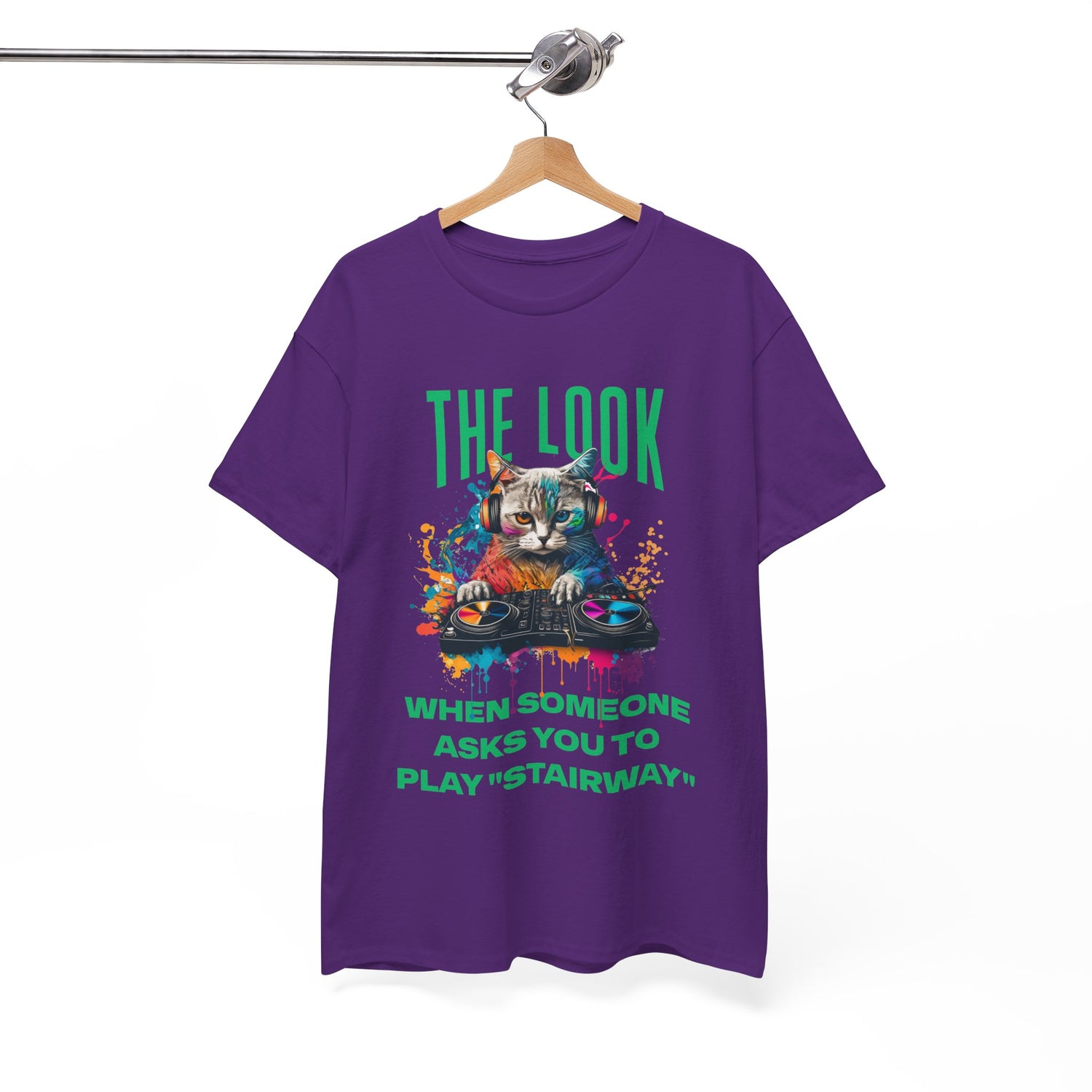 Cat DJ T‑Shirt — “The Look When Someone Asks You to Play ‘Stairway’”