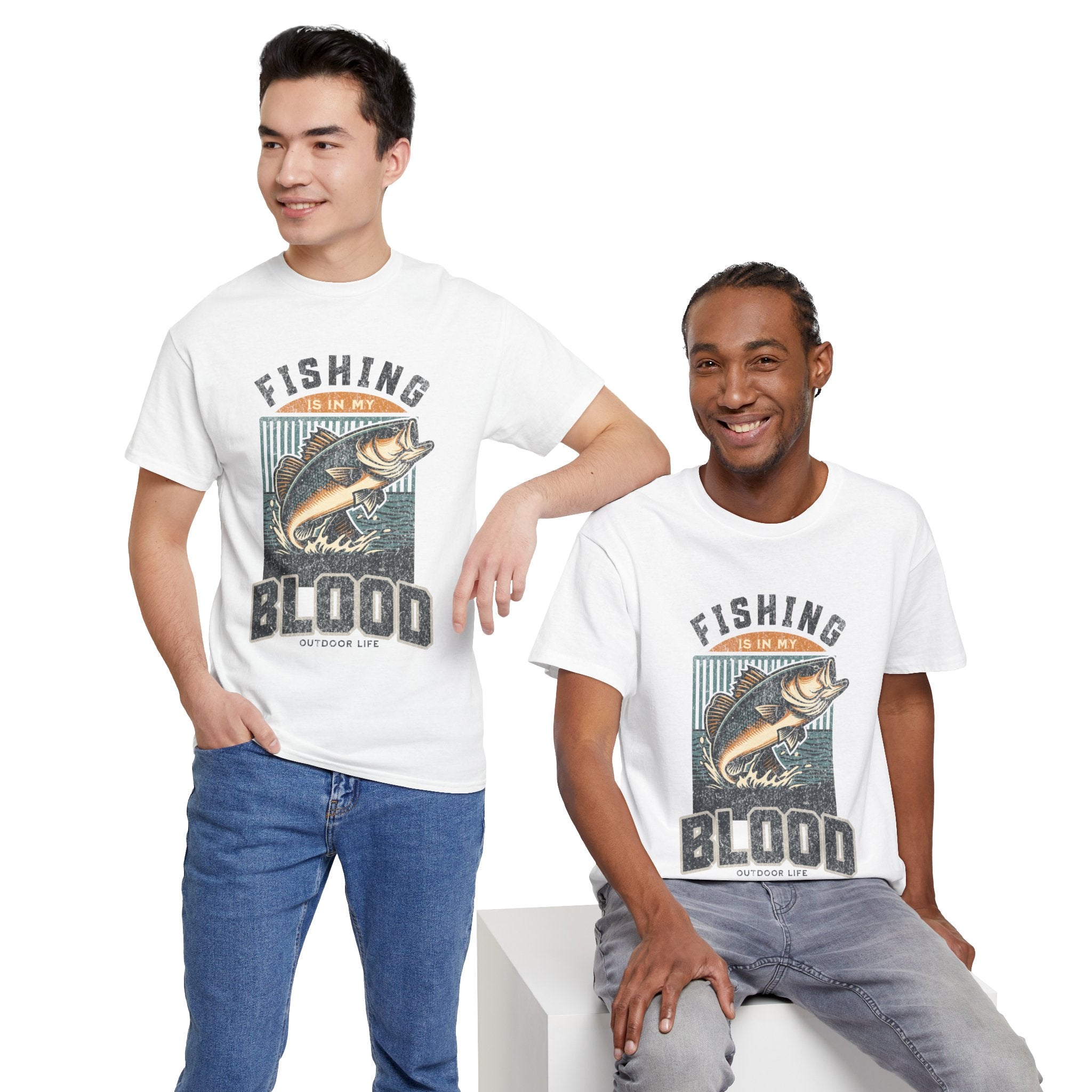 Fishing Is My Blood T-Shirt — Retro Bass Graphic Tee for Anglers