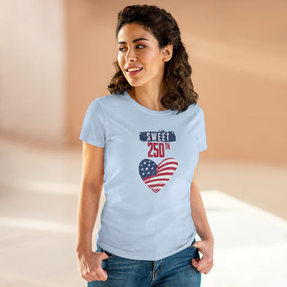 Sweet 250th American Flag Heart T‑Shirt