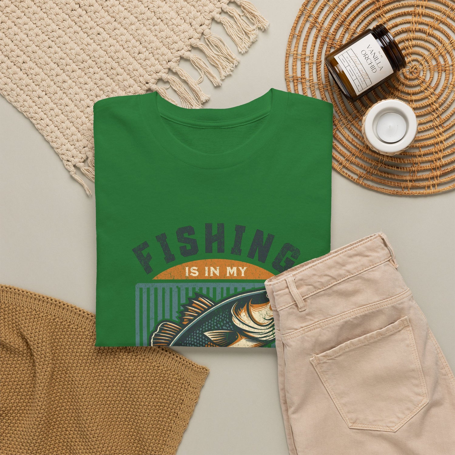 Fishing Is My Blood T-Shirt — Retro Bass Graphic Tee for Anglers