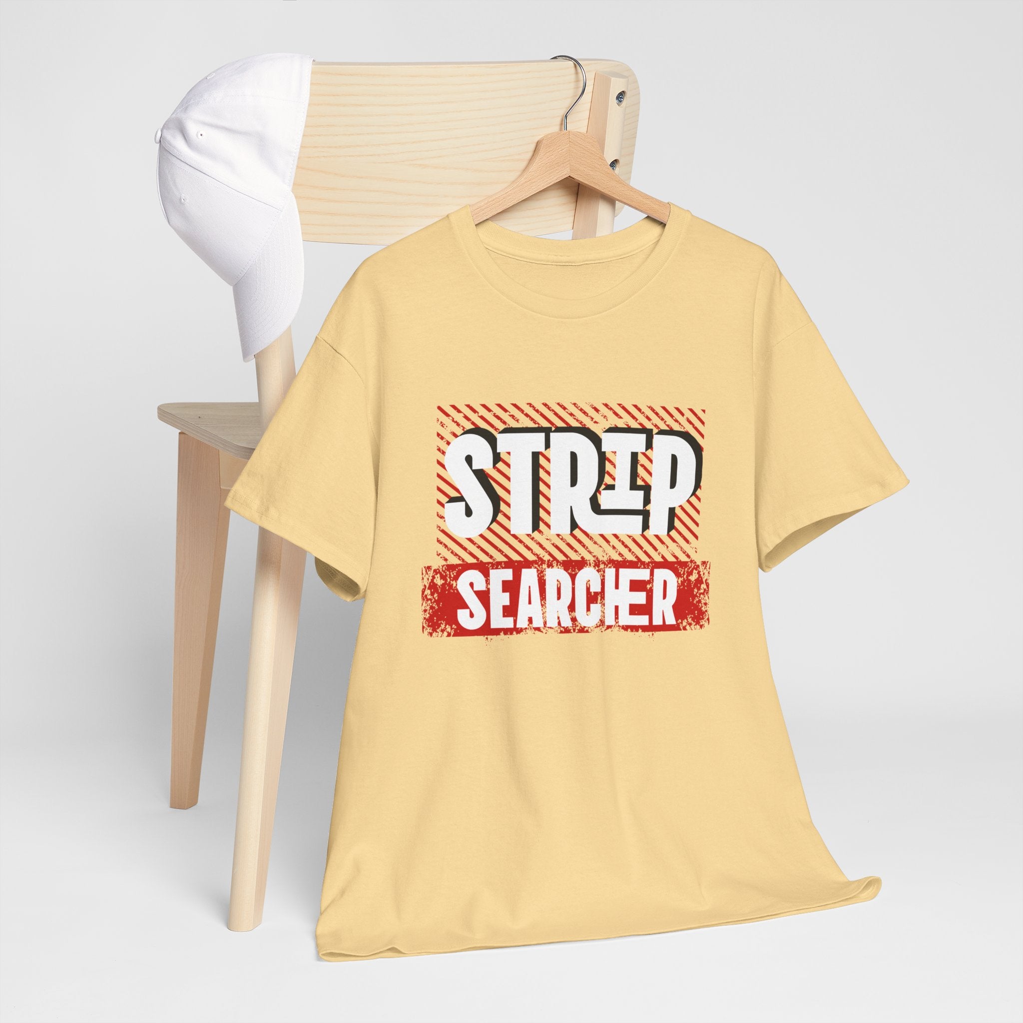 Step Searcher Graphic Tee — Vintage Red Stamped Design