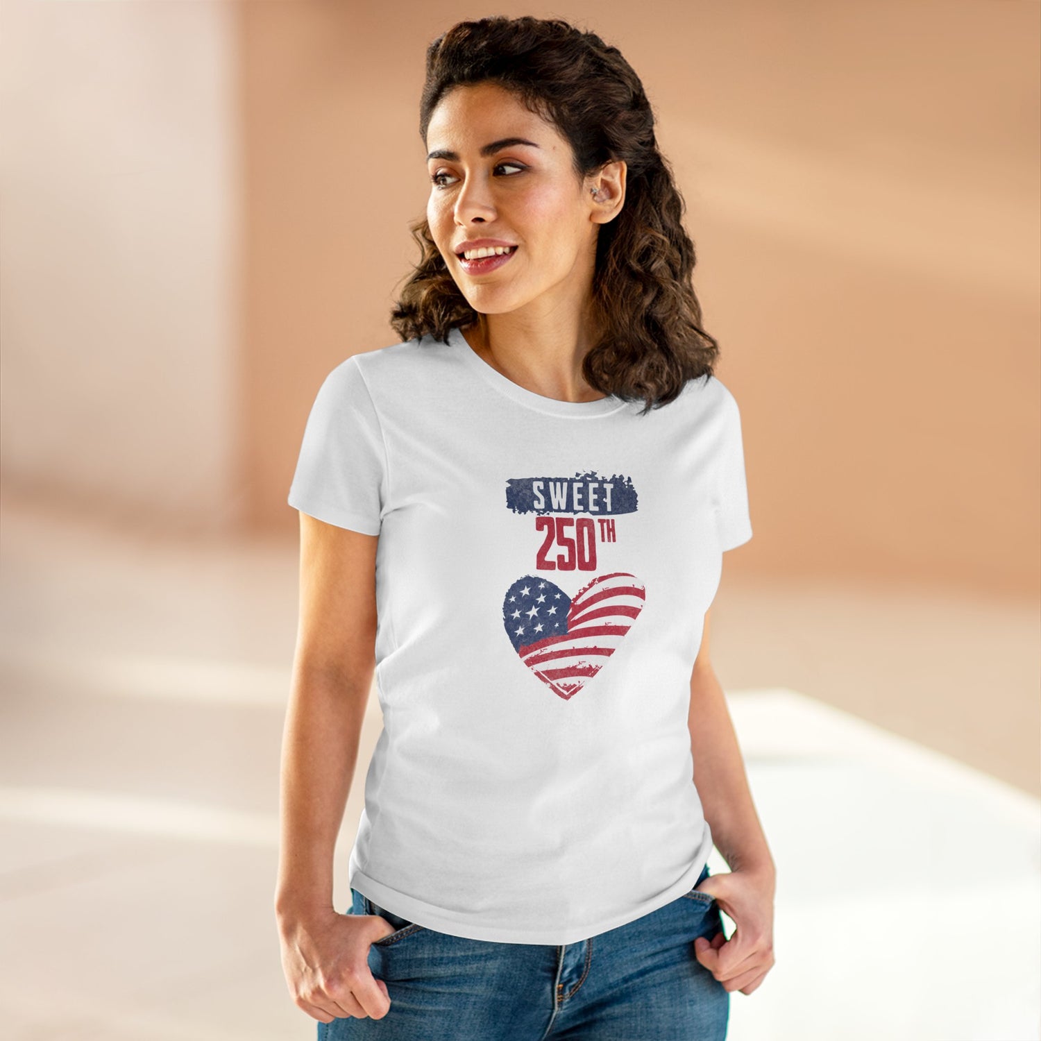 Sweet 250th American Flag Heart T‑Shirt