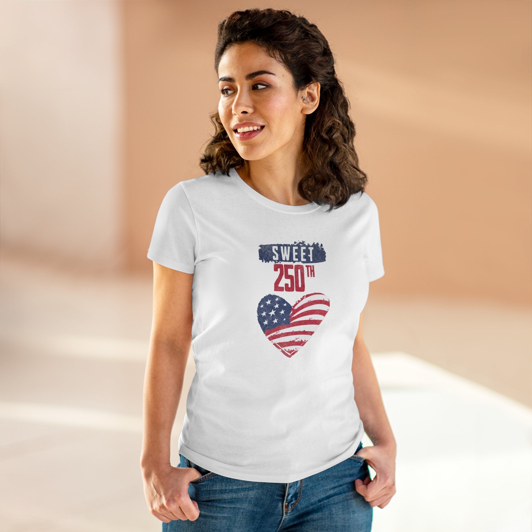Sweet 250th American Flag Heart T‑Shirt