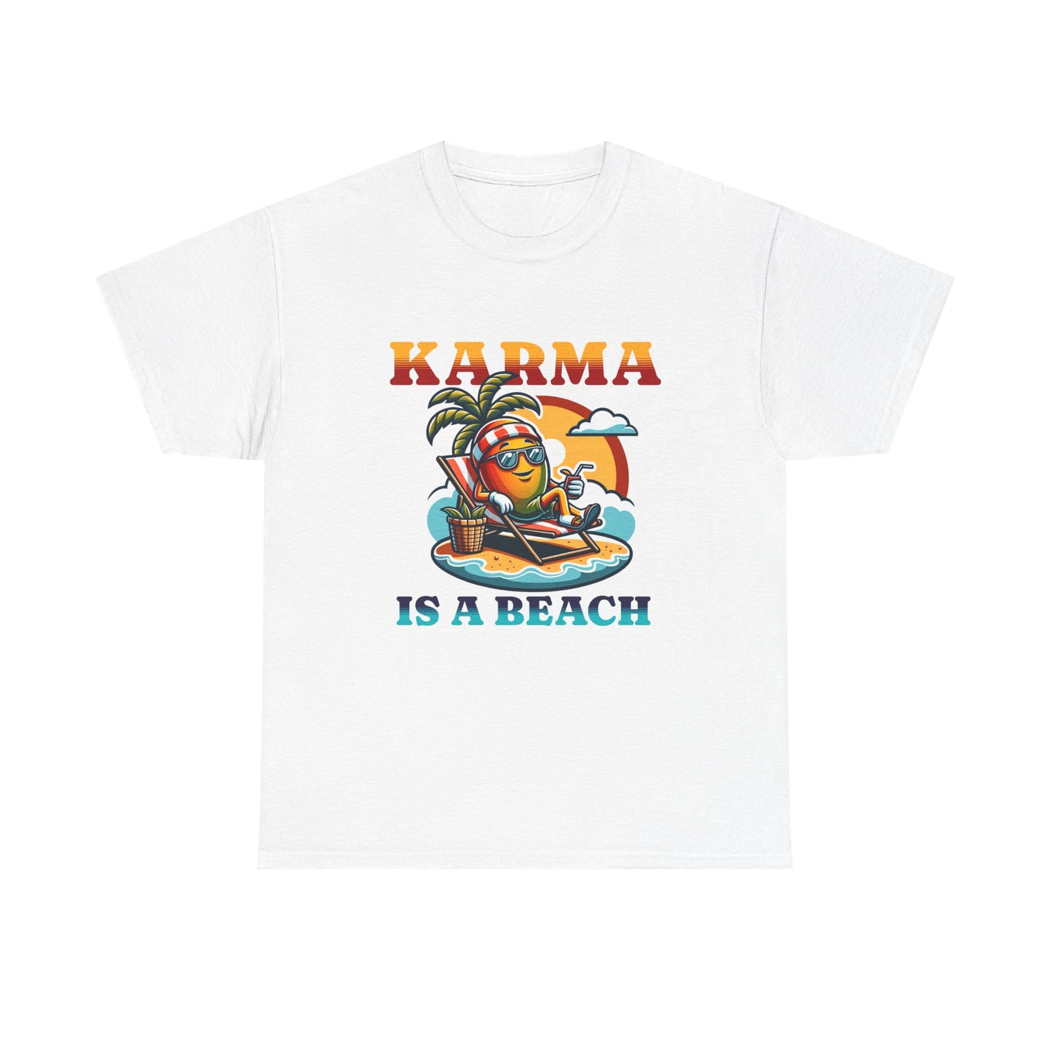 "Karma Is a Beach" Retro Tropical Tee