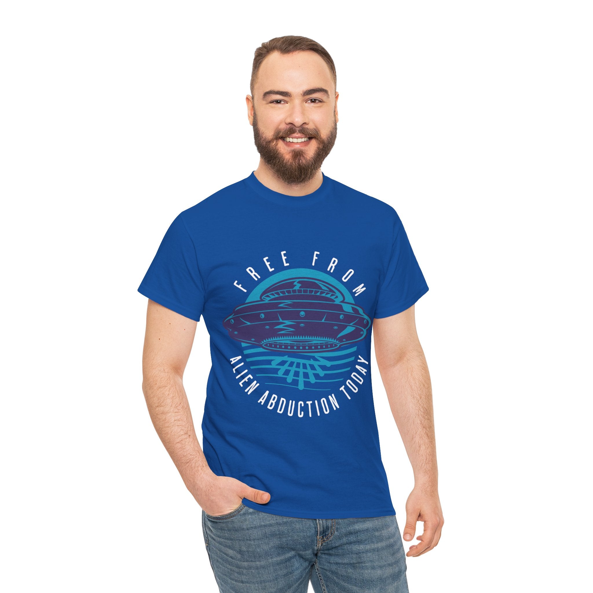 Alien Abduction Tee — "Free From Alien Abduction Today" UFO Graphic Shirt