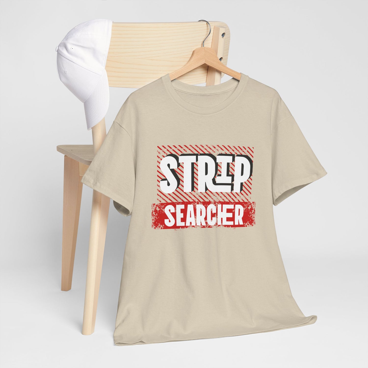 Step Searcher Graphic Tee — Vintage Red Stamped Design