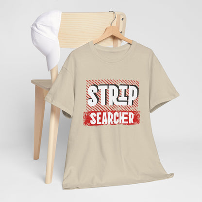 Step Searcher Graphic Tee — Vintage Red Stamped Design
