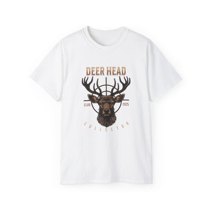 Deer Head Collector Cotton Hunting Tee - White