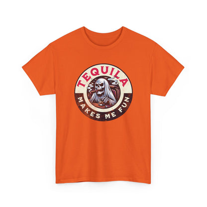 Tequila Makes Me Fun T-Shirt – Funny Party Graphic Tee with Skull &amp; Bottle Design